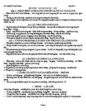 Đề cương ôn tập học kì I Vật lí lớp 7 - Nguyễn Thanh Hưng